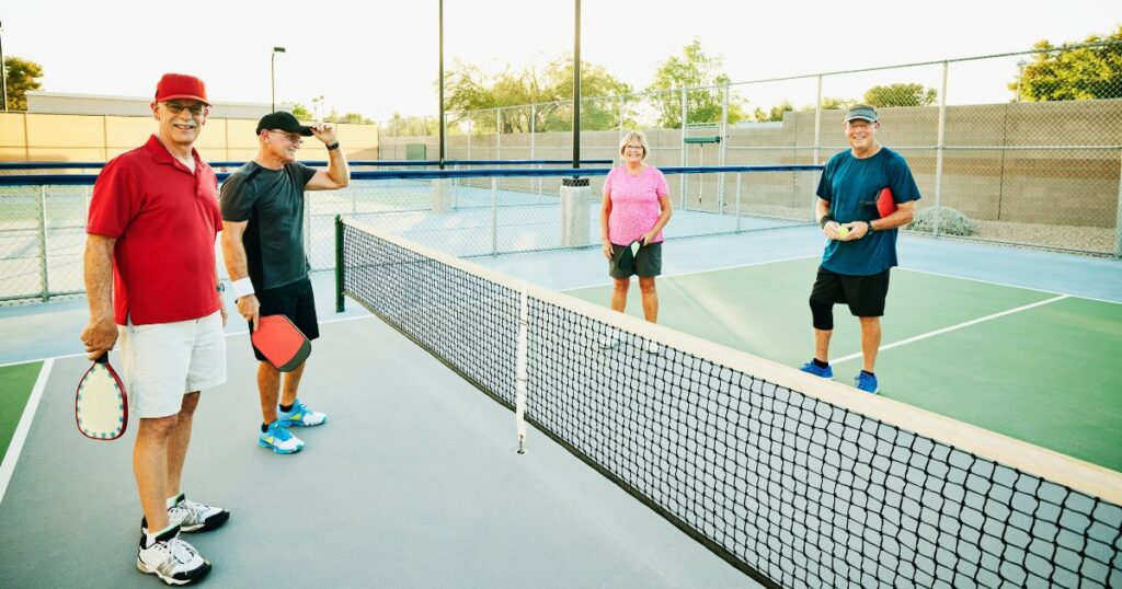 4 pickleball player ready to play